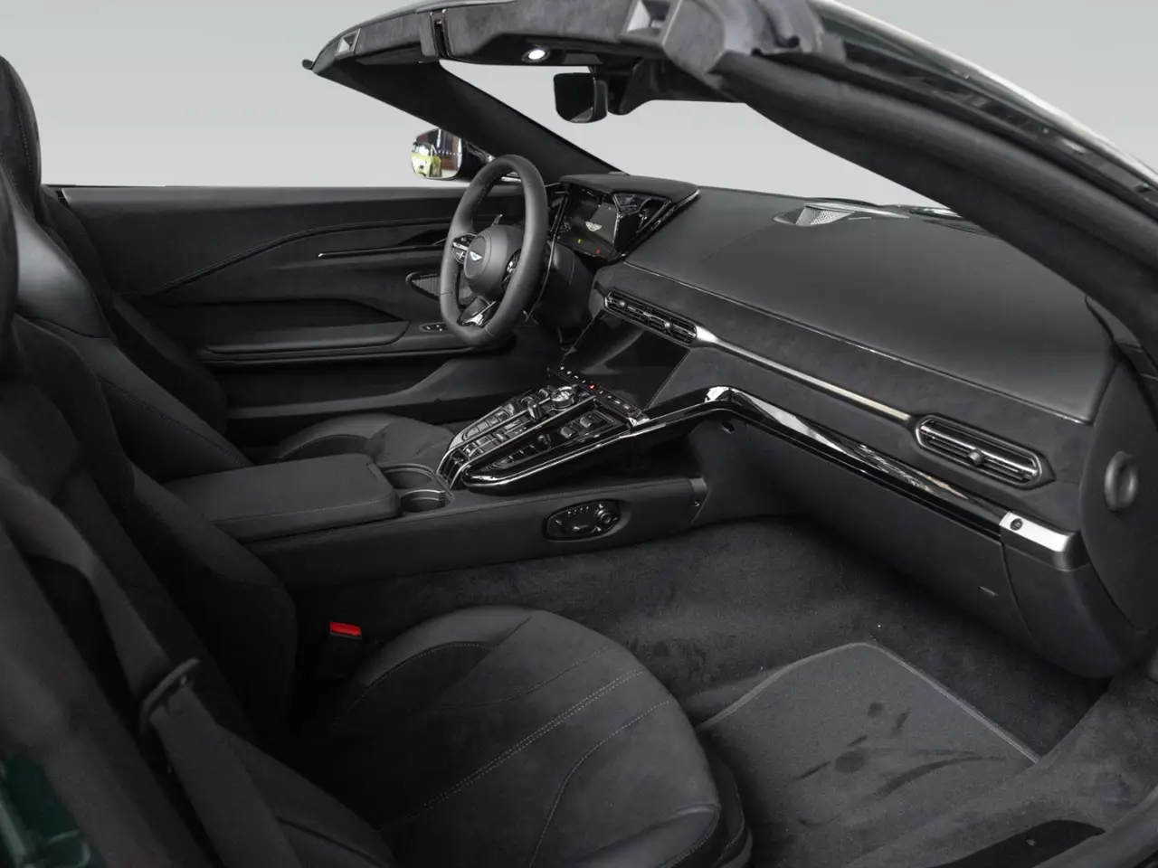 Aston Martin Vantage V8 Spider 2026, exterior — Sports Car Rental Germany, Germany. Top down through Alpine curves before sunset