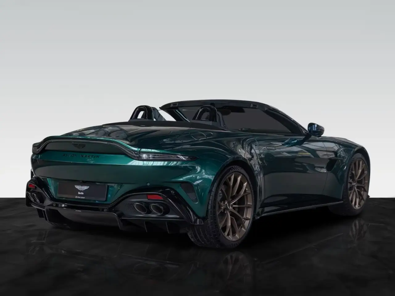 Aston Martin Vantage V8 Spider 2026, dashboard — Sports Car Rental Germany, Germany. Top down through Alpine curves before sunset