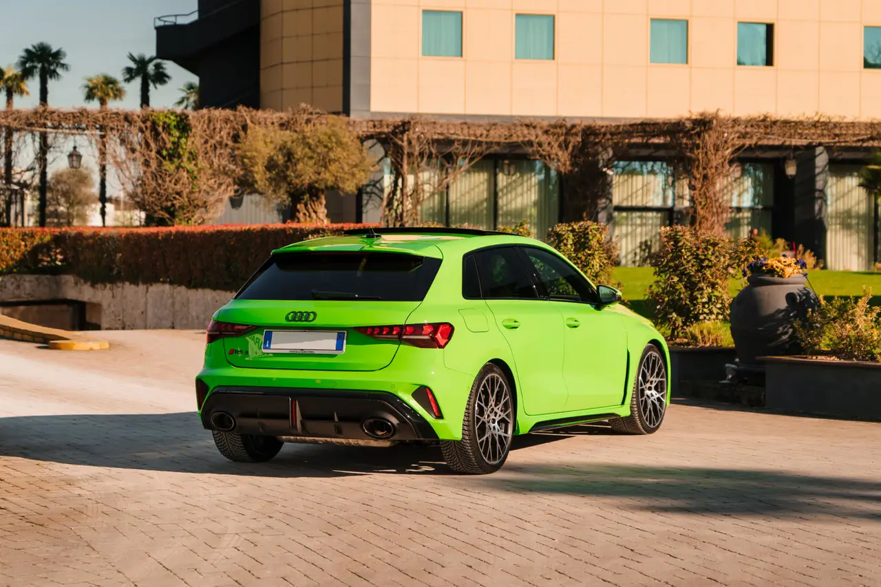 Audi RS3 Restyling 2025, Heckansicht — Sports Car Rental Germany, Germany. Kurvenreiche Alpenpässe, präzise gemeistert in Bestzeit