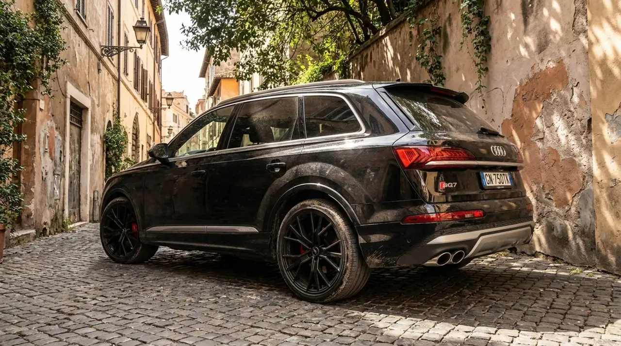 Audi SQ7 7seater 2023, Frontansicht — Sports Car Rental Germany, Germany. Sieben Plätze, souverän über jeden Alpenpass