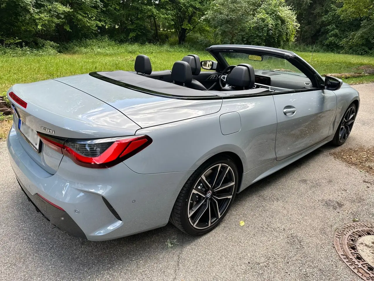 BMW 430i Cabrio 2023, exterior — Sports Car Rental Germany, Germany. Top down for sunlit backroads between meetings