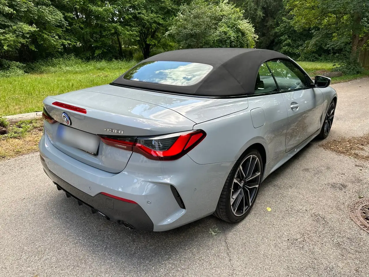 BMW 430i Cabrio 2023, front view — Sports Car Rental Germany, Germany. Top down for sunlit backroads between meetings
