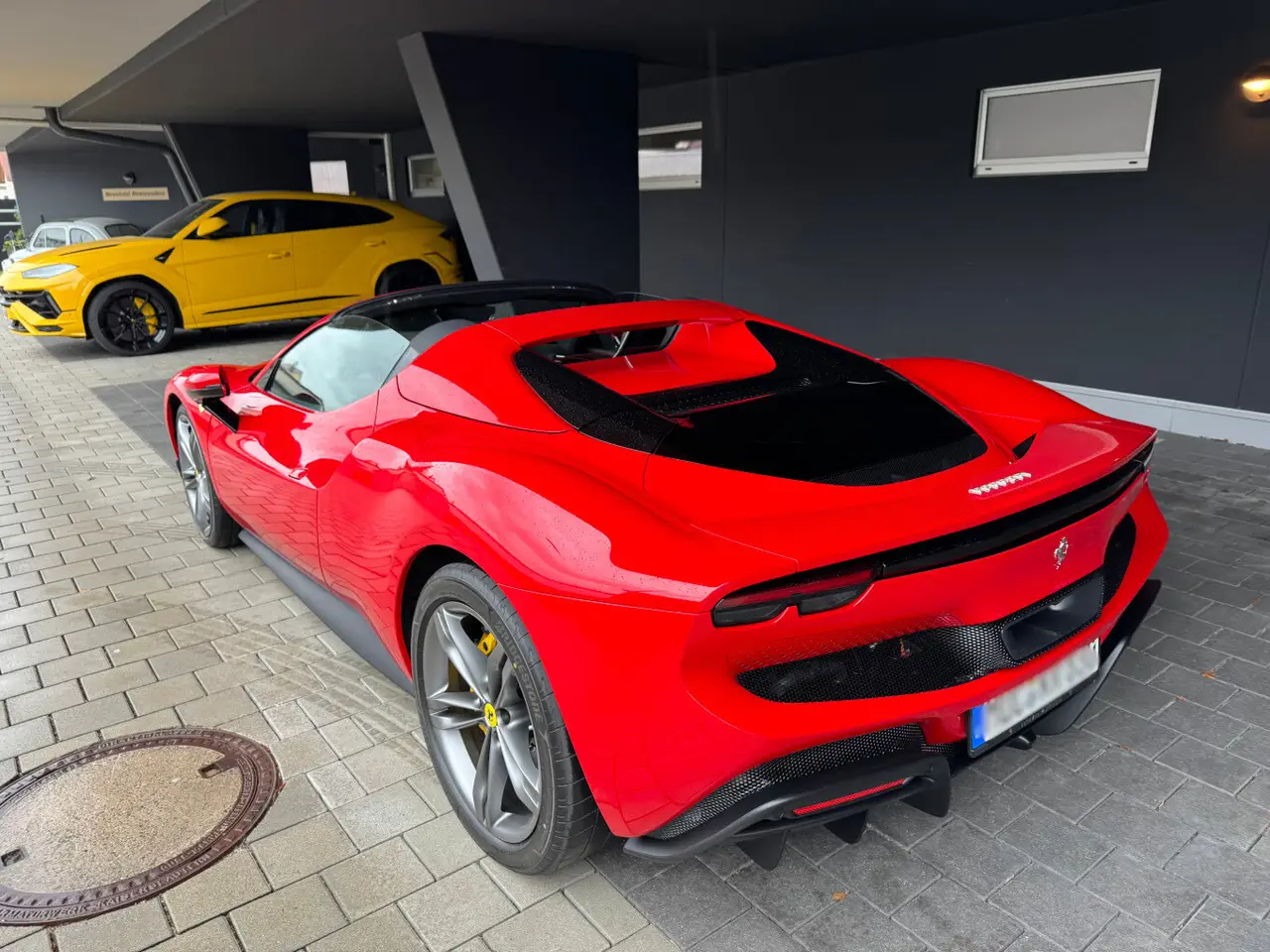 Ferrari 296 GTS Spider 2024, front view — Sports Car Rental Germany, Germany. Open-top hairpins on Alpine passes, engine singing