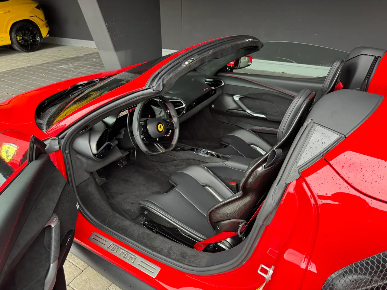 Ferrari 296 GTS Spider 2024, dashboard — Sports Car Rental Germany, Germany. Open-top hairpins on Alpine passes, engine singing