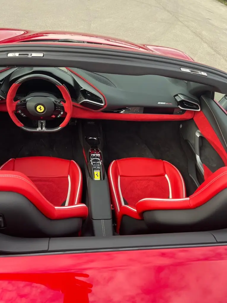 Ferrari 296 GTS Spider 2025, exterior — Sports Car Rental Germany, Germany. Open-top hairpins through the Alps, engine singing