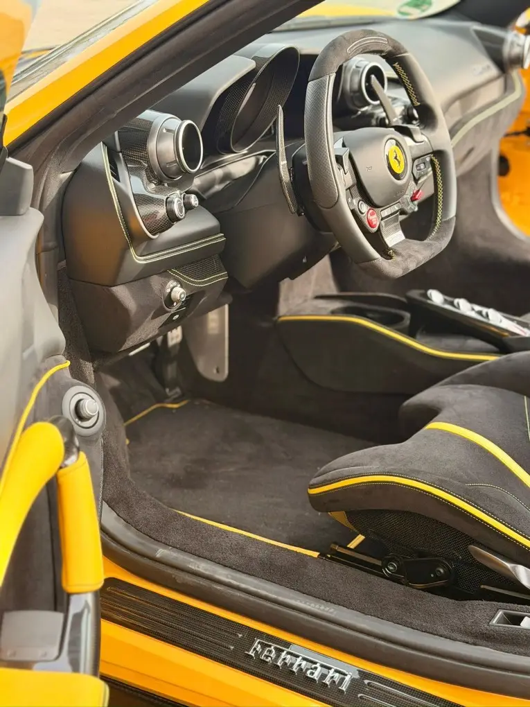 Ferrari F8 SPIDER 2023, interior — Sports Car Rental Germany, Germany. Open-top thrills through Alpine switchbacks and coastal curves