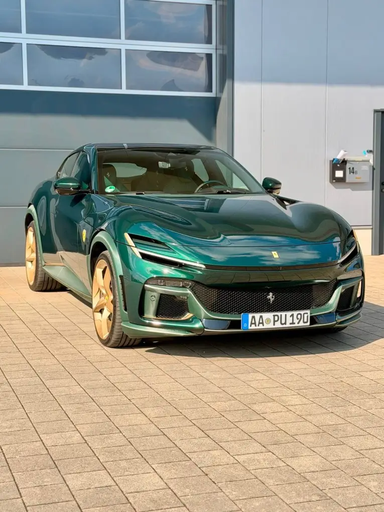 Ferrari Purosangue Atelier 2025, rear view — Sports Car Rental Germany, Germany. Four seats, mountain roads, effortless family arrivals