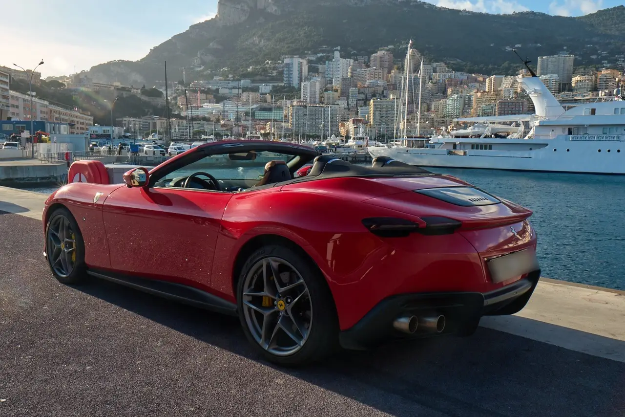 Ferrari Roma Spider 2024, front view — Sports Car Rental Germany, Germany. Open-top elegance for coastal roads and golden hours