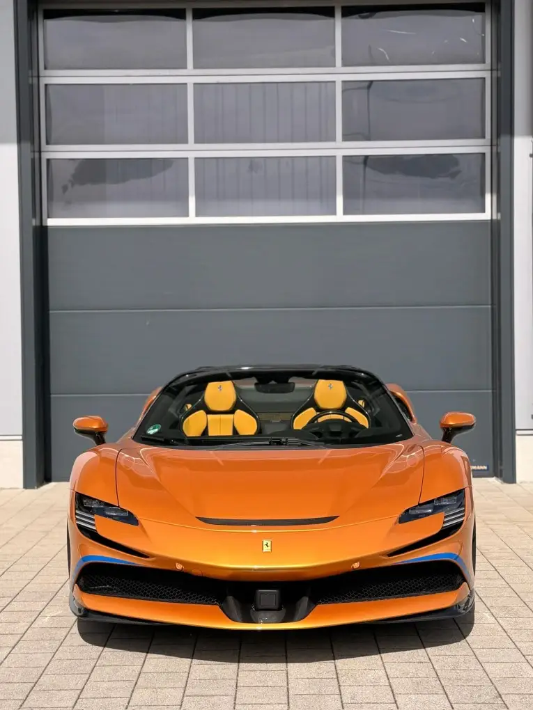 Ferrari SF90 Spider Tailor Made 2025, front view — Sports Car Rental Germany, Germany. 986 Horsepower Turns Autobahn Straights Into Runways