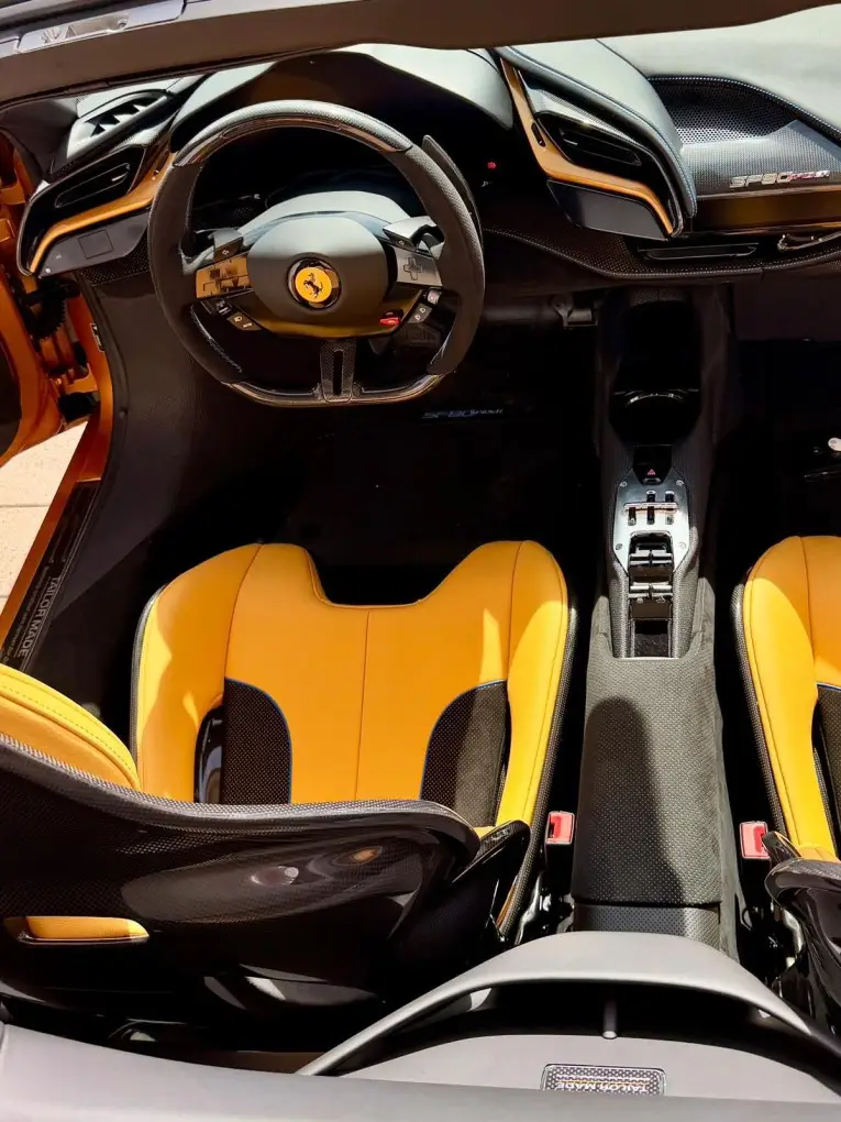 Ferrari SF90 Spider Tailor Made 2025, dashboard — Sports Car Rental Germany, Germany. 986 Horsepower Turns Autobahn Straights Into Runways