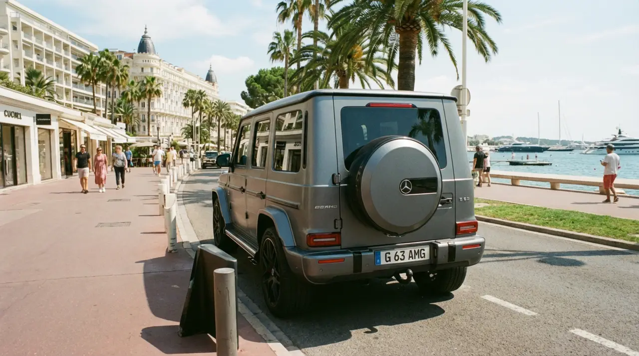 Mercedes Benz G63 2023, front view — Sports Car Rental Germany, Germany. Command mountain switchbacks with commanding presence