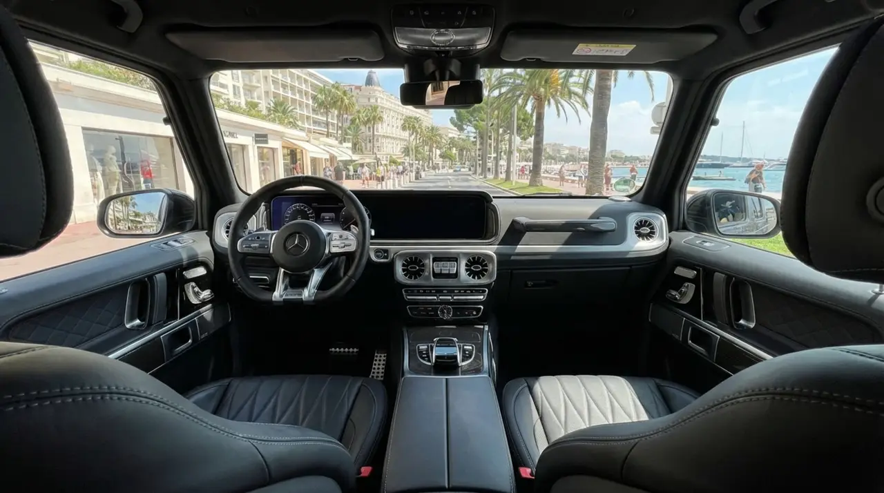Mercedes Benz G63 2023, interior — Sports Car Rental Germany, Germany. Command mountain switchbacks with commanding presence