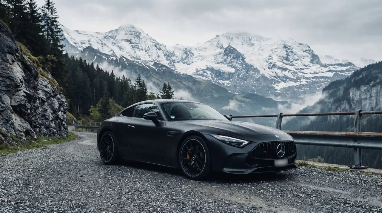 Mercedes Benz GT63 AMG Coupe 2024 — Sports Car Rental Germany, Germany. Утренний автобан, пустая полоса, звук наготове