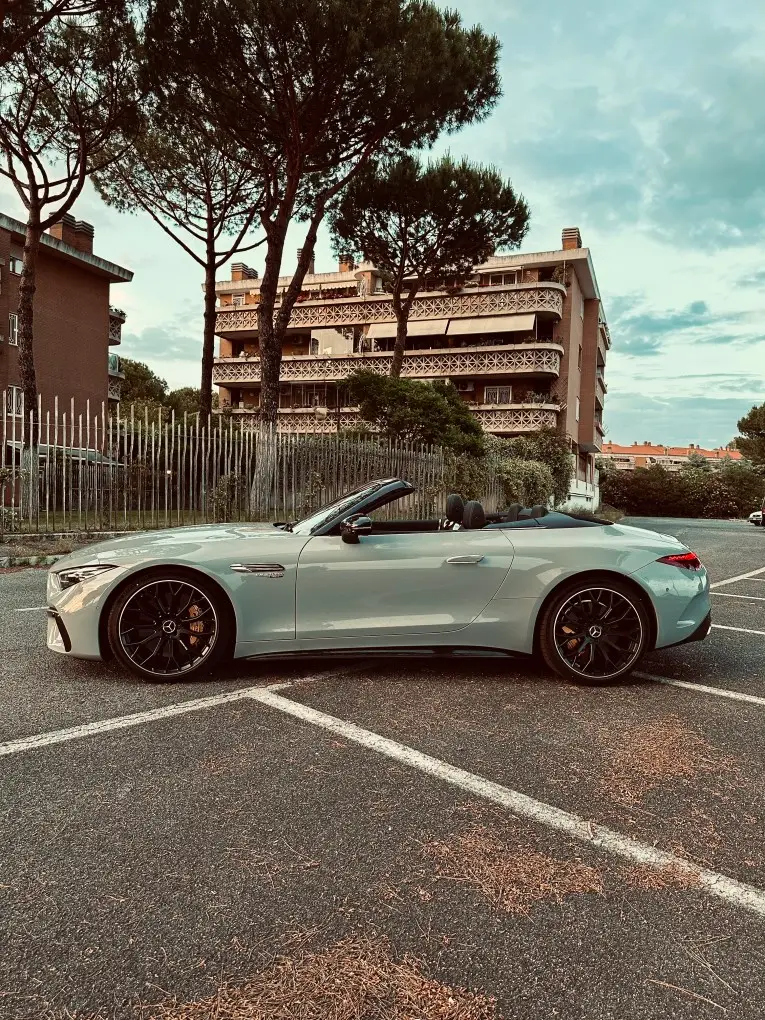 Mercedes Benz SL63 Cabrio 2023, exterior — Sports Car Rental Germany, Germany. Open-top mountain roads, top down, engine singing