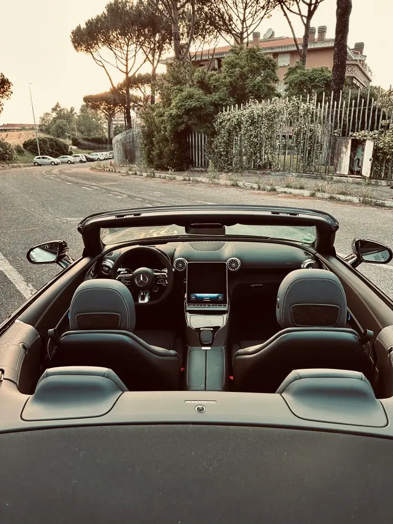 Mercedes Benz SL63 Cabrio 2023, interior — Sports Car Rental Germany, Germany. Open-top mountain roads, top down, engine singing