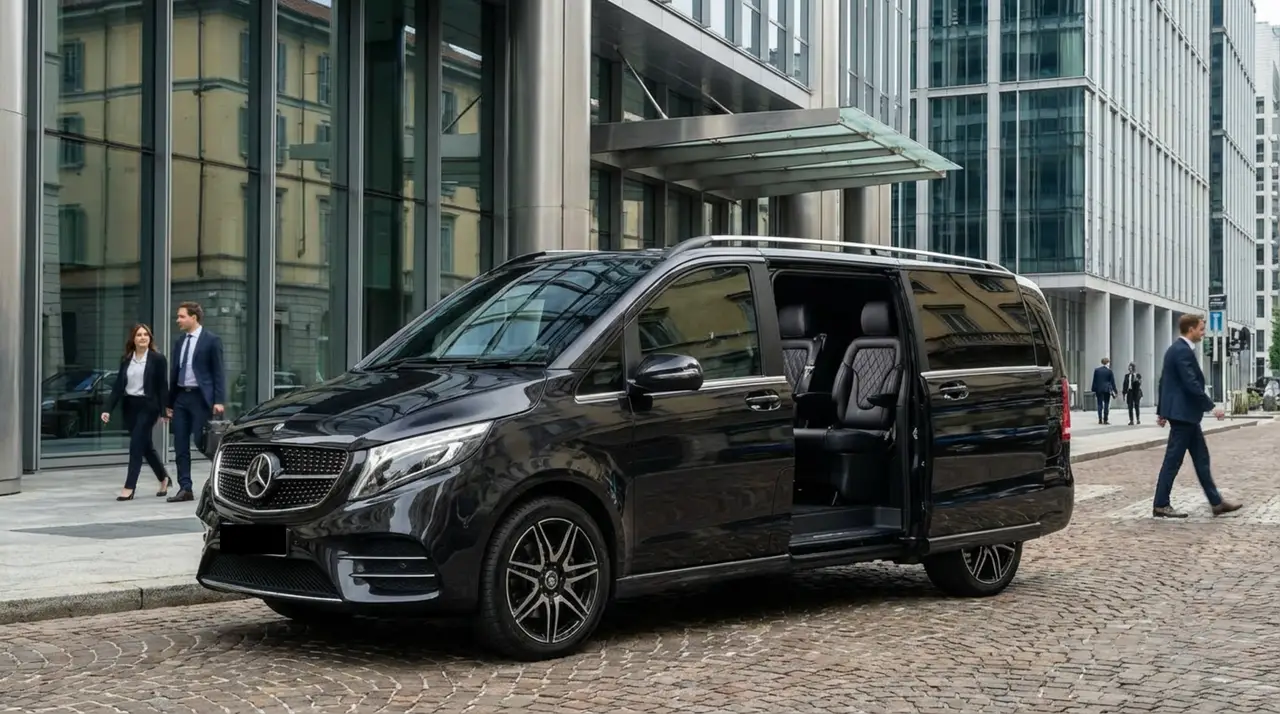 Mercedes V Class 2026, Innenraum — Sports Car Rental Germany, Germany. Diskreter Transfer für Gäste vom Flughafen zum Hotel