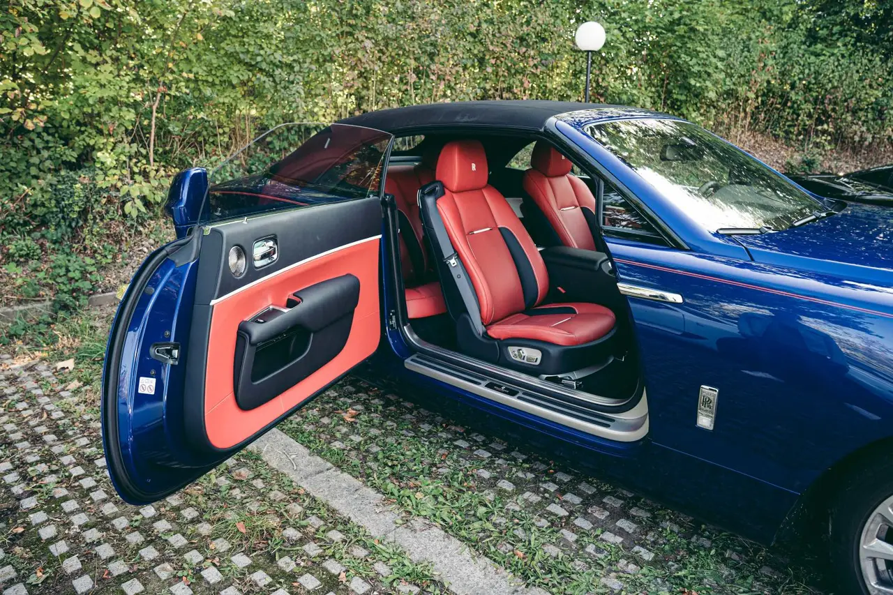 Rolls-Royce Dawn 2022, front view — Sports Car Rental Germany, Germany. Top down for slow coastal evenings and arrivals