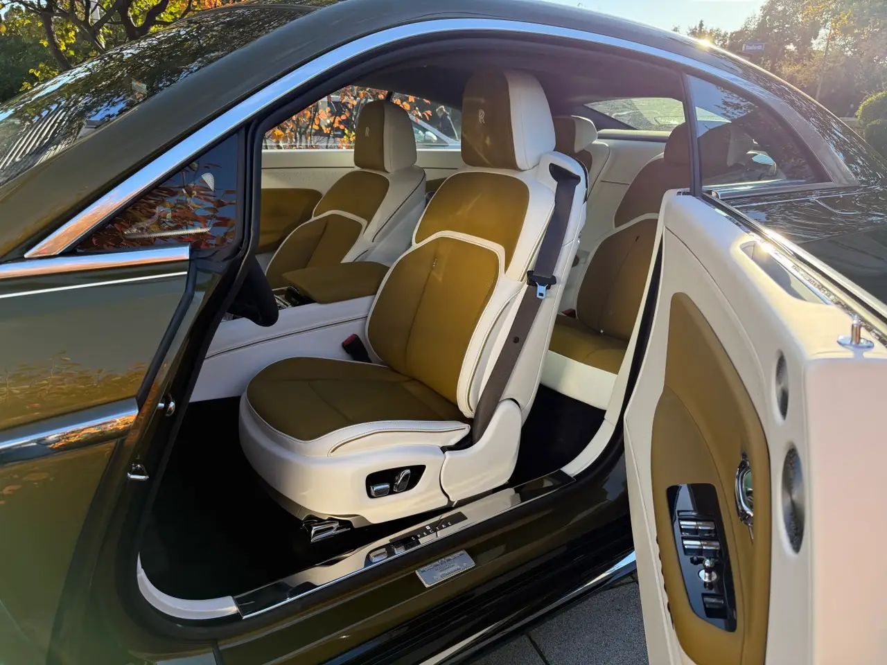 Rolls-Royce Spectre 2024, вид сзади — Sports Car Rental Germany, Germany. Электрический въезд к отелю без единого звука