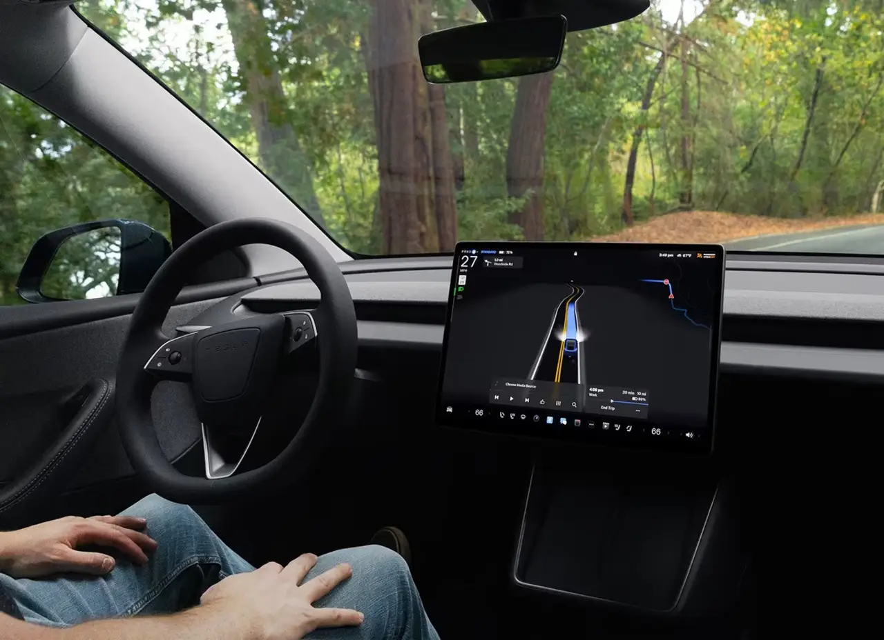 Tesla Model 3 Performance 2026, Armaturenbrett — Sports Car Rental Germany, Germany. Lautlos beschleunigen auf der Landstraße nach Feierabend
